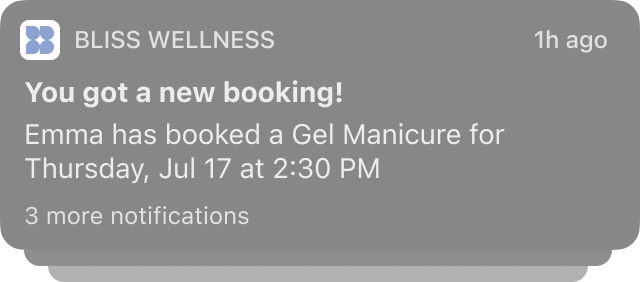 Phone notification: you got a new booking